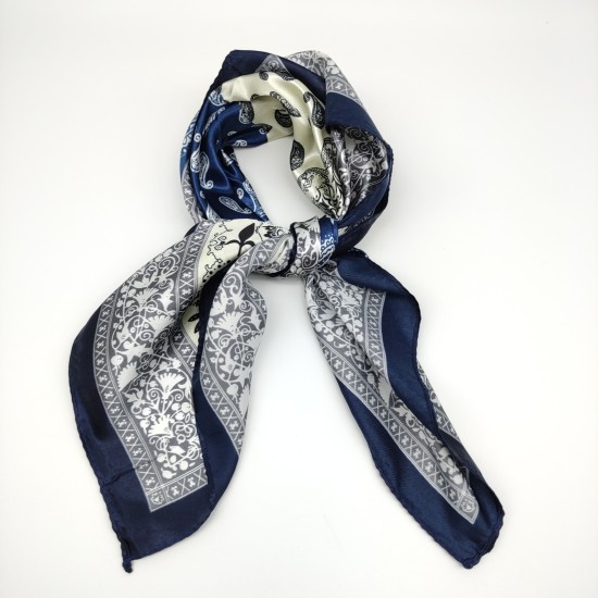 Navy blue vintage silk scarf Navy blue vintage silk scarf