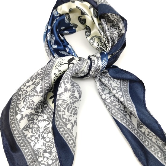 Navy blue vintage silk scarf Navy blue vintage silk scarf