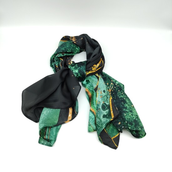 Green imitation silk print plaid large square scarf Green imitation silk print plaid large square scarf