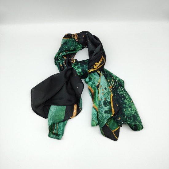 Green imitation silk print plaid large square scarf Green imitation silk print plaid large square scarf
