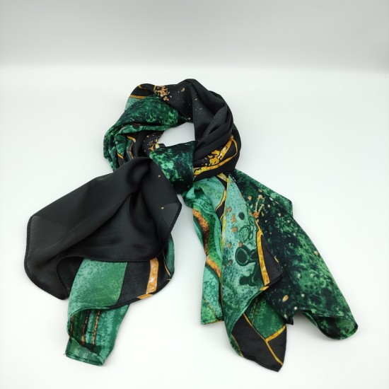 Green imitation silk print plaid large square scarf Green imitation silk print plaid large square scarf