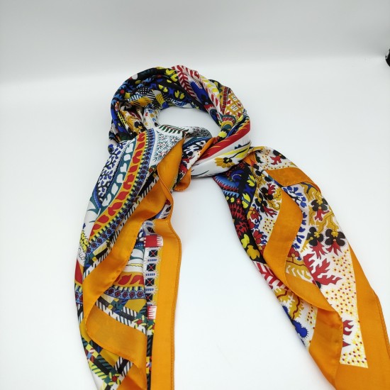 Silk printed check square with yellow edge Silk printed check square with yellow edge