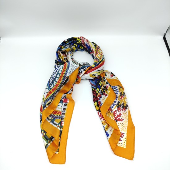Silk printed check square with yellow edge Silk printed check square with yellow edge