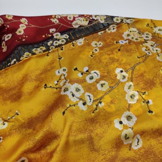 Yellow Faux Silk Printed Plaid Square Scarf Yellow Faux Silk Printed Plaid Square Scarf
