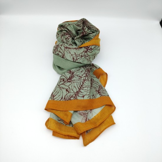 Green and yellow rimmed butterfly bird scarf Green and yellow rimmed butterfly bird scarf