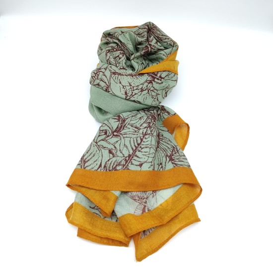 Green and yellow rimmed butterfly bird scarf Green and yellow rimmed butterfly bird scarf