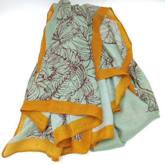 Green and yellow rimmed butterfly bird scarf Green and yellow rimmed butterfly bird scarf